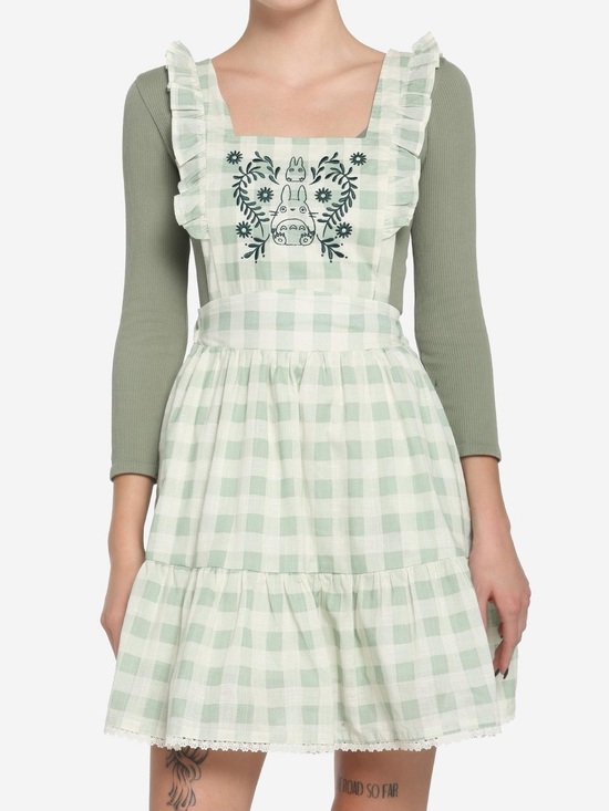 Her Universe Dresses & Skirts - Her Universe My Neighbor Totoro Gingham Pinafore Skirtall Dress Plaid Hot Topic
